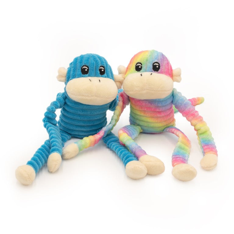 Spencer the Crinkle Monkey 2-pack Small Rainbow and Blue