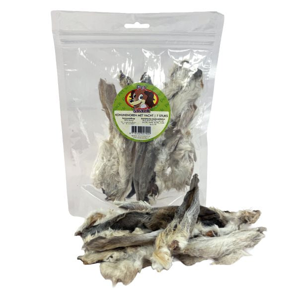 Petsnack konijnen oren met vacht 7st